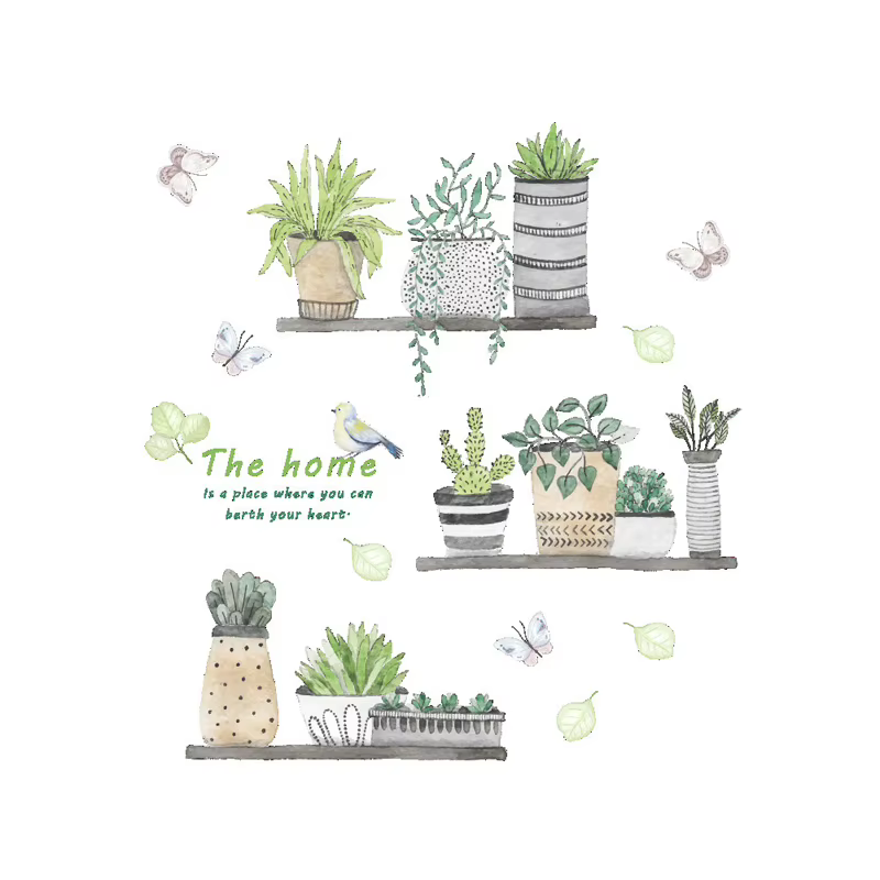 Autocollant Mural de Style peinture de plantes en pot