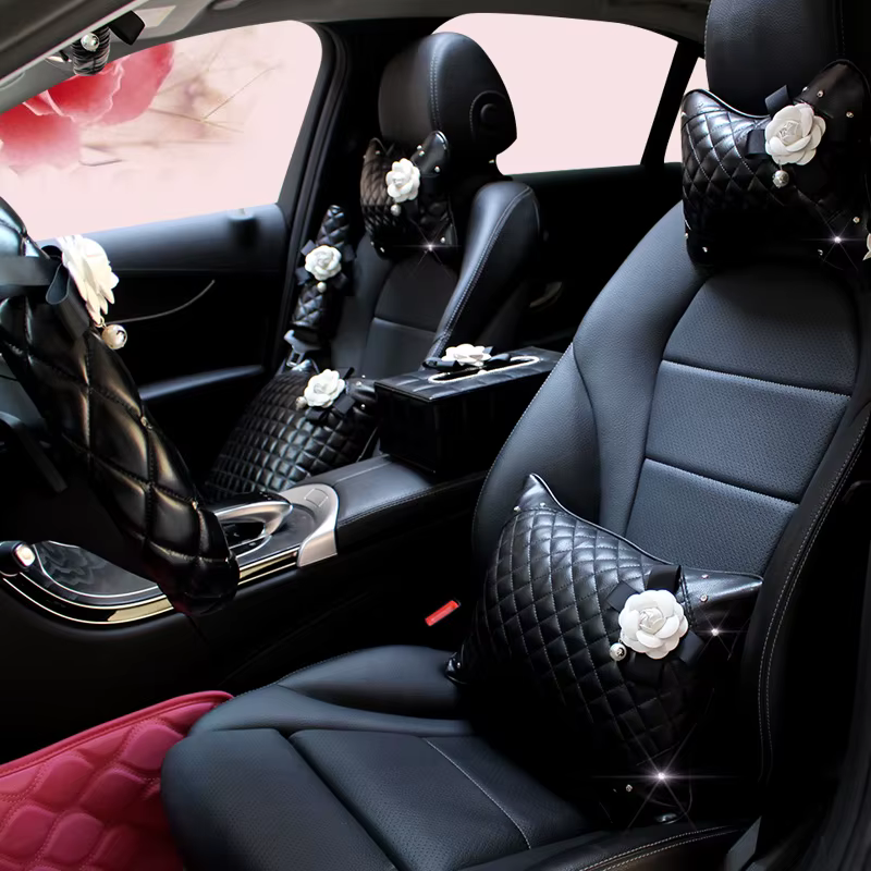 Accessoires d'intérieur de voiture fleur de camélia