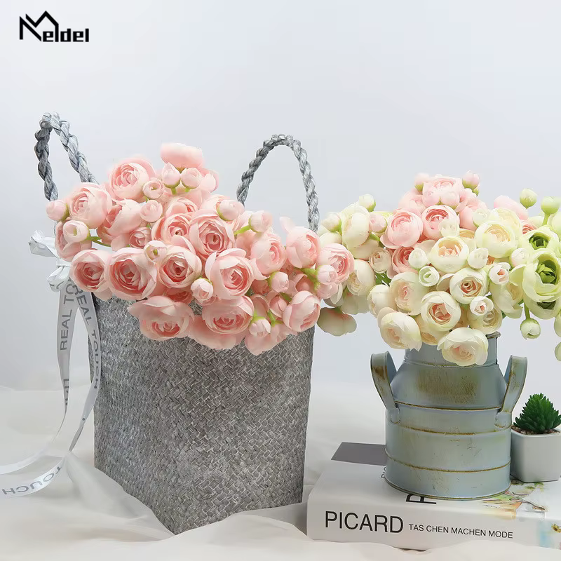 Meldel – Roses artificielles Roses blanches en soie