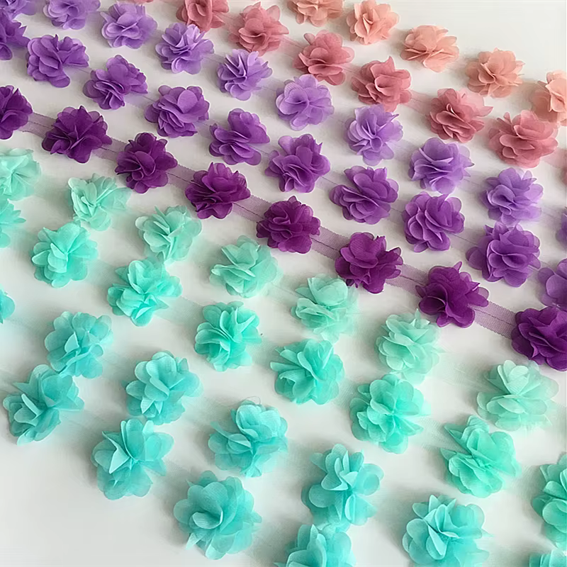 24 fleurs (environ 2 yards) 33 couleurs 6cm de largeur