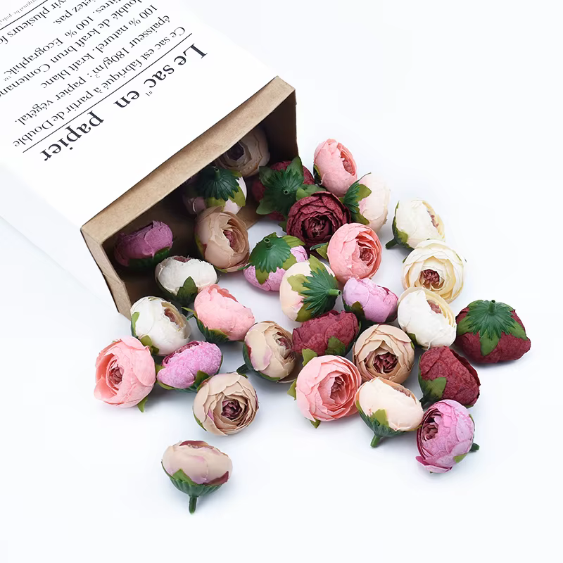 6 pièces roses en soie bourgeons de thé fleur de mariage mur Festival décoration pour la maison accessoires de mariée liquidation bricolage cadeaux fleurs artificielles