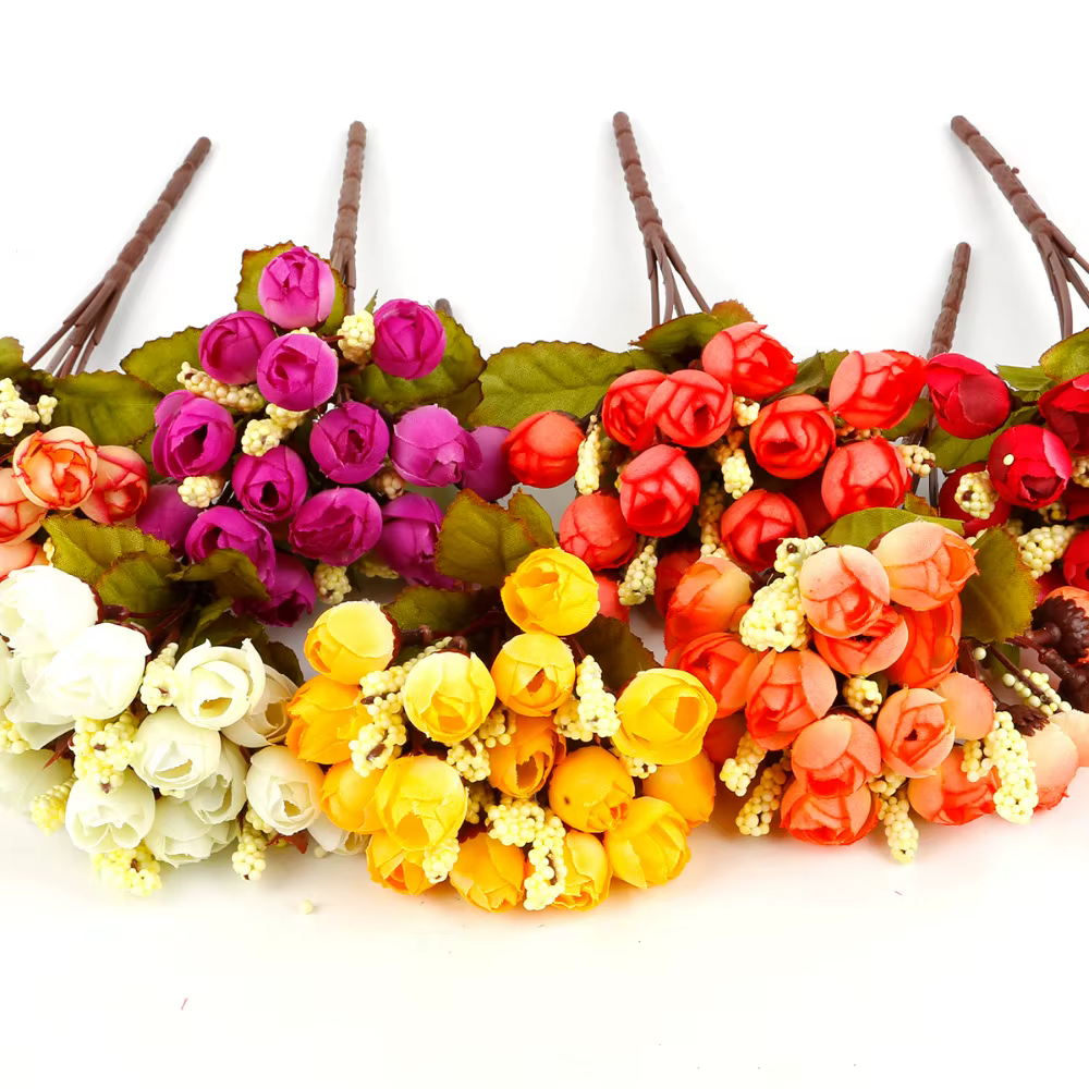 Bouquet de roses et de pivoines artificielles en soie