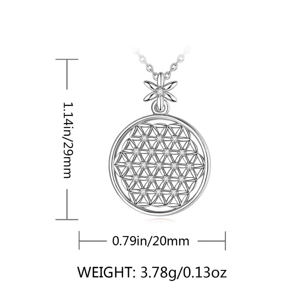EUDORA 925 collier pendentif en argent Sterling Rose or/argent couleur fleur de vie avec Cz graine de vie colliers bijoux D419
