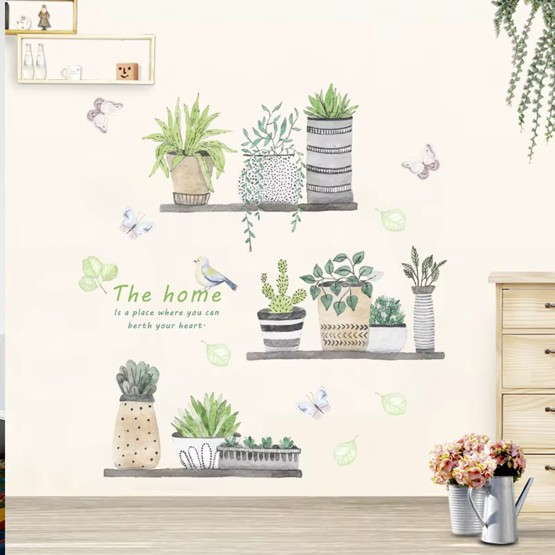 Autocollant Mural de Style peinture de plantes en pot