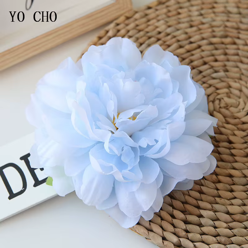 YO CHO fleur artificielle grandes têtes de pivoine 15CM faux pivoines jaunes soie artisanat tissu
