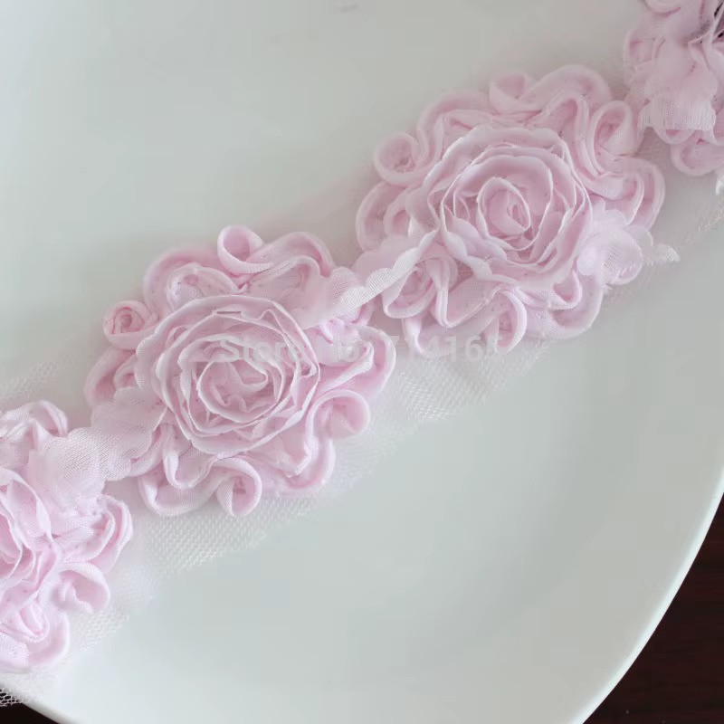 Garniture florale en mousseline de soie Rose