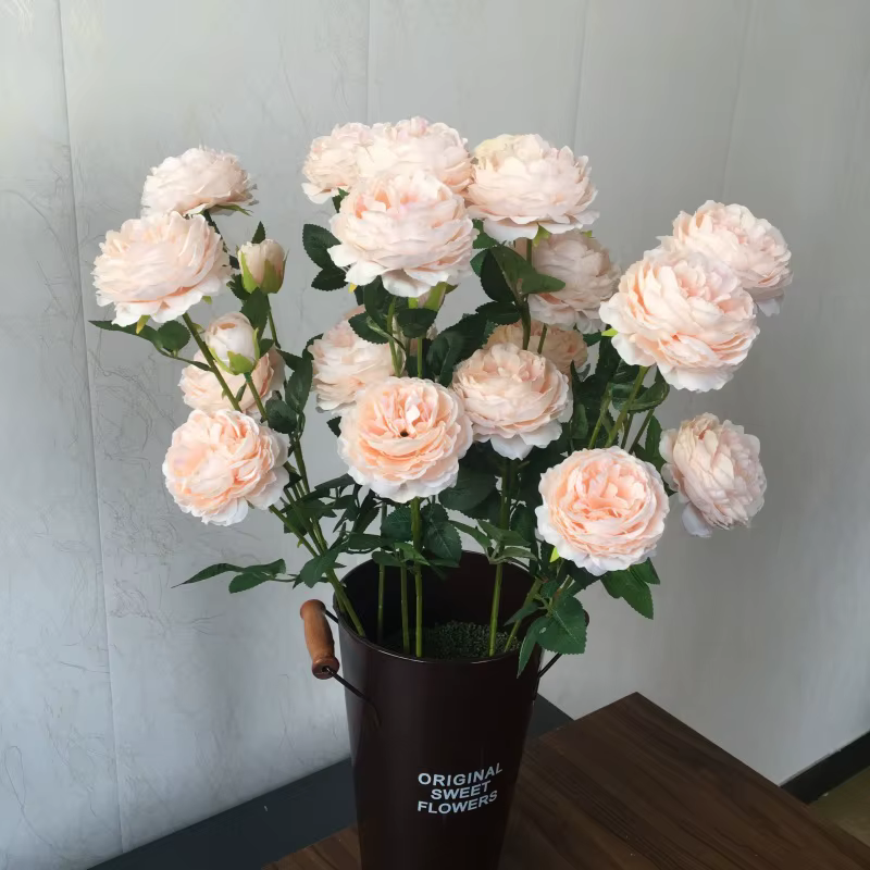 Balance CHO-Fleurs Artificielles Pivoines Blanches et Jaunes