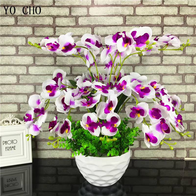 YO CHO fleurs en soie décoration de mariage à la maison mode 7 fourchettes orchidée papillon