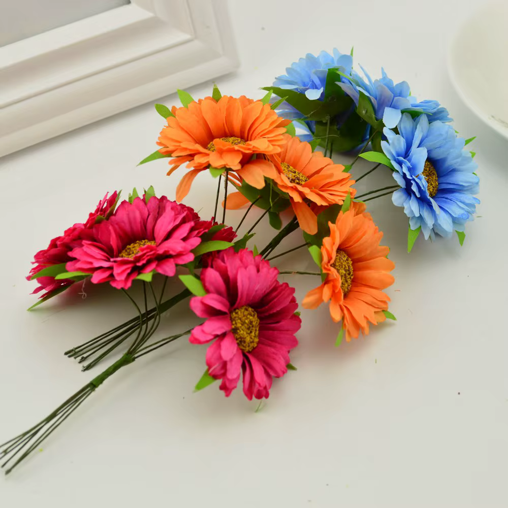 Fleurs artificielles faites à la main Gerbera mode maison chambre jardin mariée bricolage cadeau couronne matériel mariage Banquet décoration noël