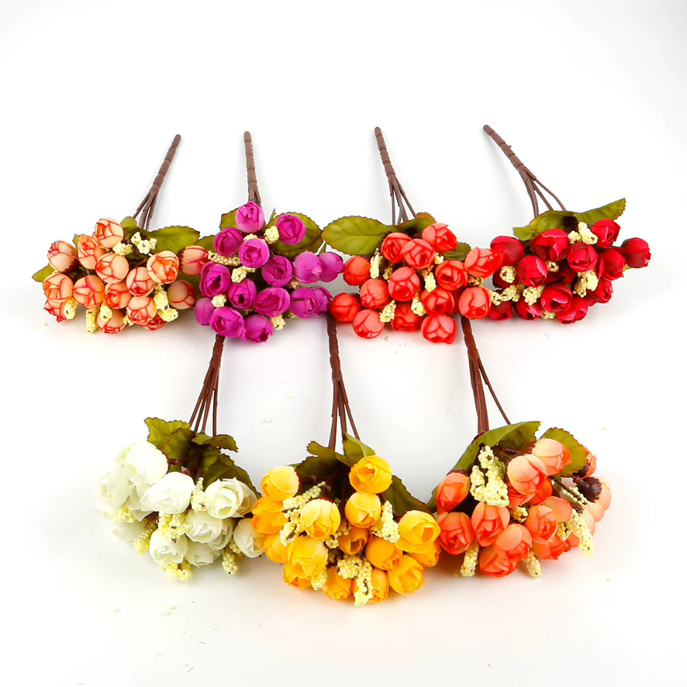 Bouquet de roses et de pivoines artificielles en soie