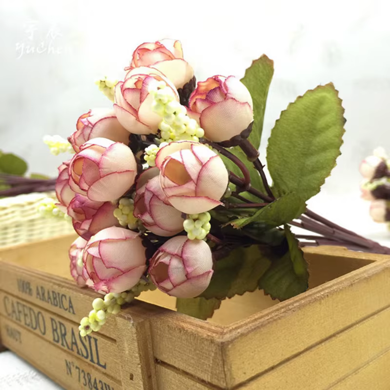 Bouquet de roses en soie multicolores