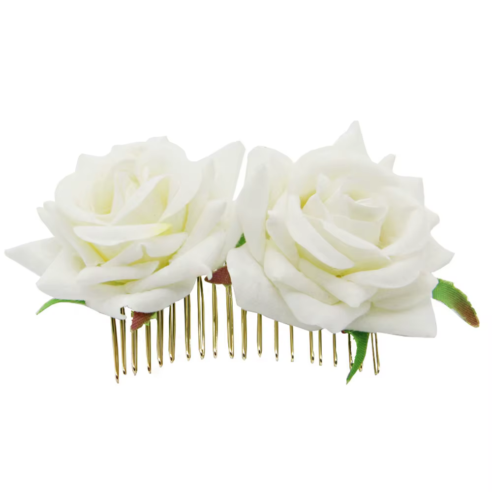 Peigne à cheveux fleur rose rouge pour femme, bijoux élégants pour patients, pièce de sauna de Rhde mariage, breloque faite à la main, outils de coiffure, accessoires
