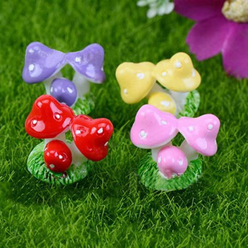 1 pièces 4 couleurs mignon Mini résine champignons fée jardin ornement Miniature bonsaï plantes Pots fée bricolage maison de poupée décoration