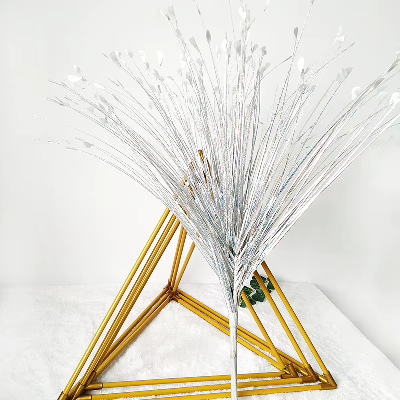 Fleur de roseau doré argent blanc paon herbe artificielle fausse plante mariage route plomb décor