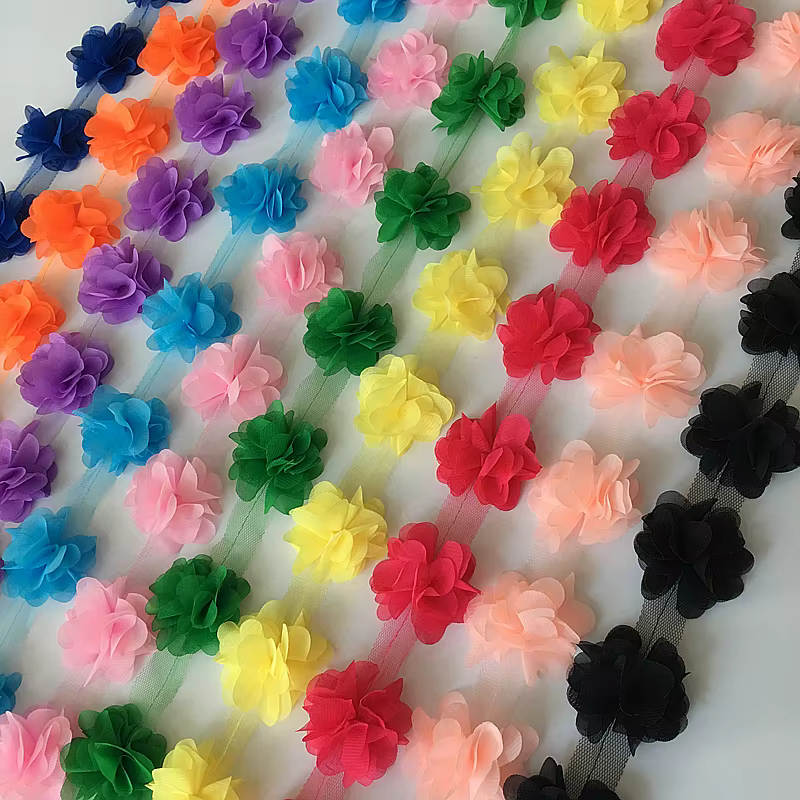 24 fleurs (environ 2 yards) 33 couleurs 6cm de largeur