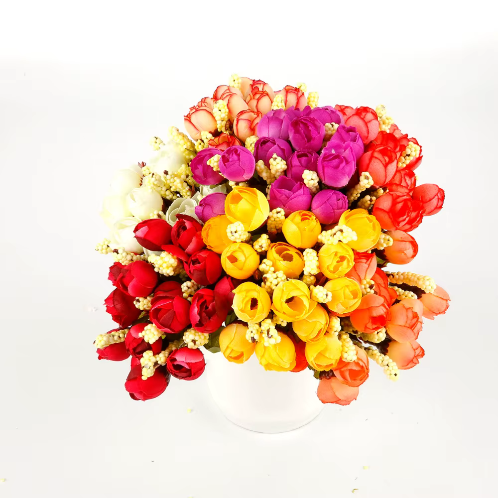 Bouquet de roses et de pivoines artificielles en soie