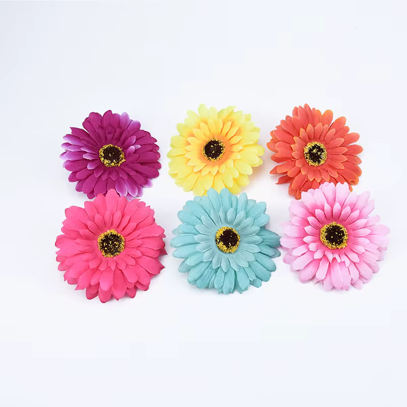 10Cm fleurs artificielles bon marché décorations de noël pour la maison mariage bricolage cadeaux guirlande fausses plantes marguerite plastique soie Gerbera