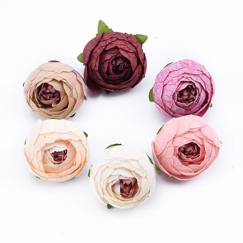 6 pièces roses en soie bourgeons de thé fleur de mariage mur Festival décoration pour la maison accessoires de mariée liquidation bricolage cadeaux fleurs artificielles
