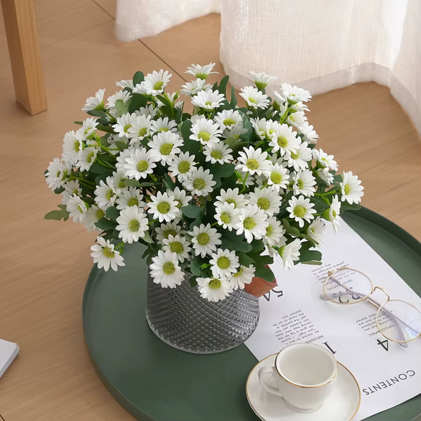 Fleurs artificielles, beau Bouquet de marguerites en soie