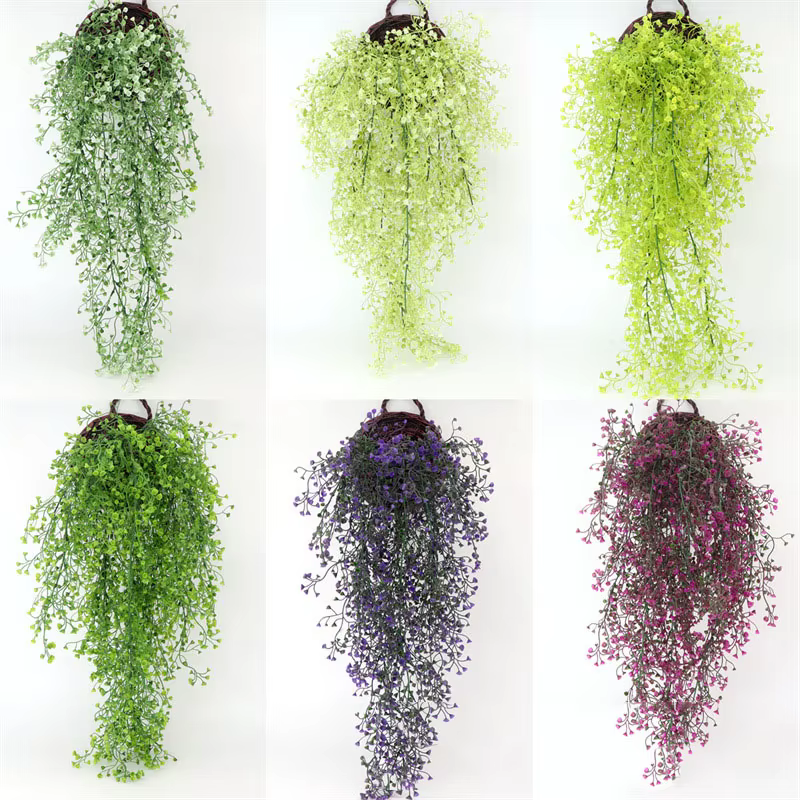 Simulation plante verte tenture murale fleur vigne panier suspendu