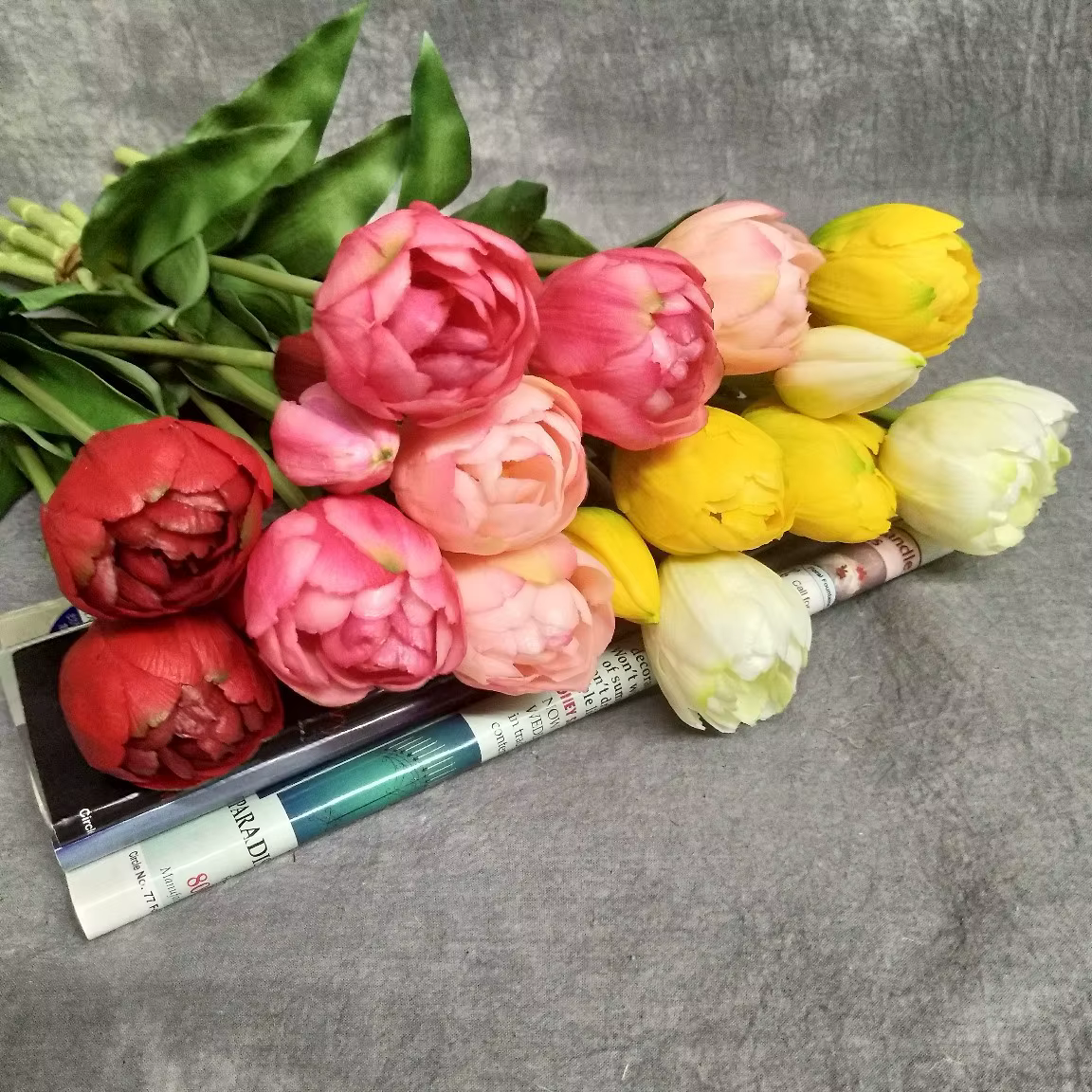 Nouveau tulipe en Silicone fleur artificielle Bouquet au toucher réel 40CM fleurs décoratives de luxe pour la maison salon déco Flores fausse plante