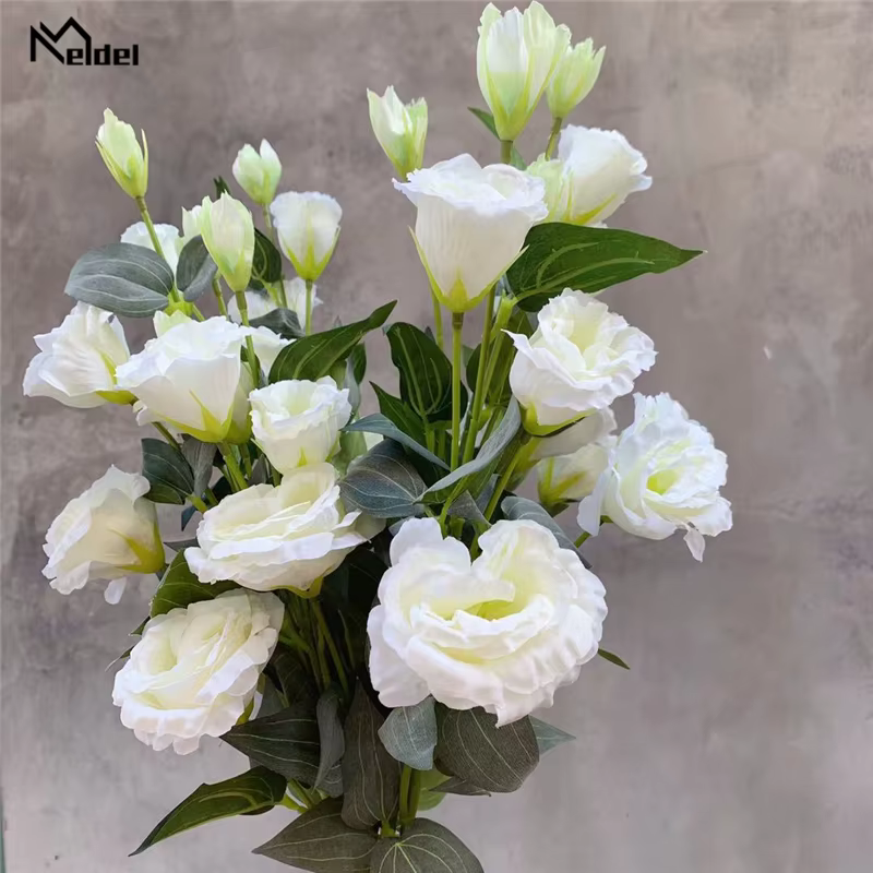 Bouquet DIY Meldel de fleurs artificielles en soie Lisianthus pour la décoration de la maison