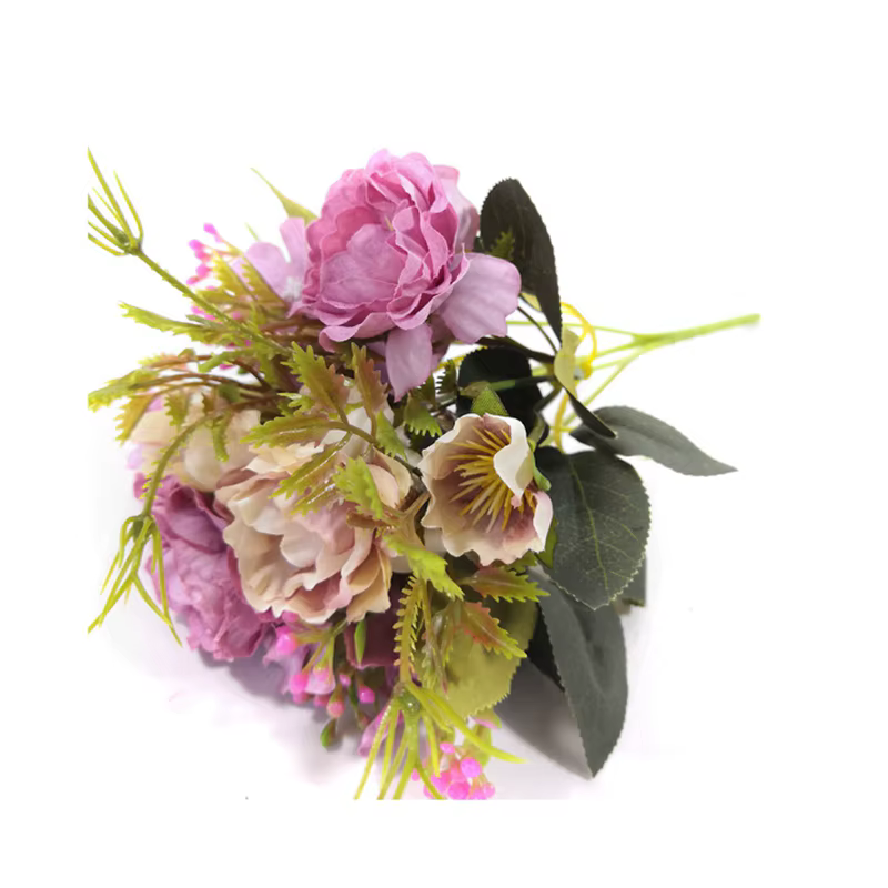 5 fourchettes (8 têtes) fleurs artificielles petit Bouquet de pivoines mariage saint valentin plantes couronnes Vases pour accessoires de décoration de la maison