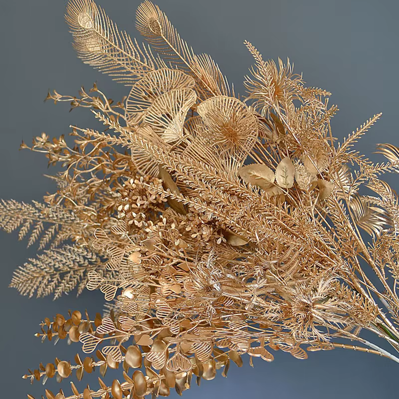 Fleur artificielle de noël décoration plantes artificielles dorées feuille maison fête de mariage