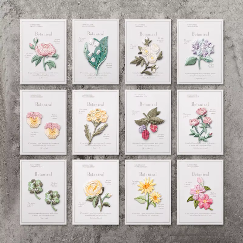 Autocollants brodés de fleurs, patchs à repasser, pour vêtements