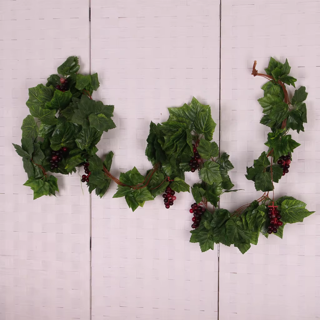 Plante Artificielle de Vignes de Raisin avec Porte Murale