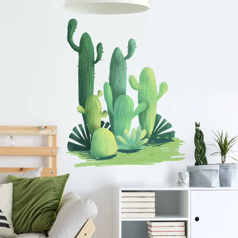 Autocollant mural Cactus aquarelle pour salon