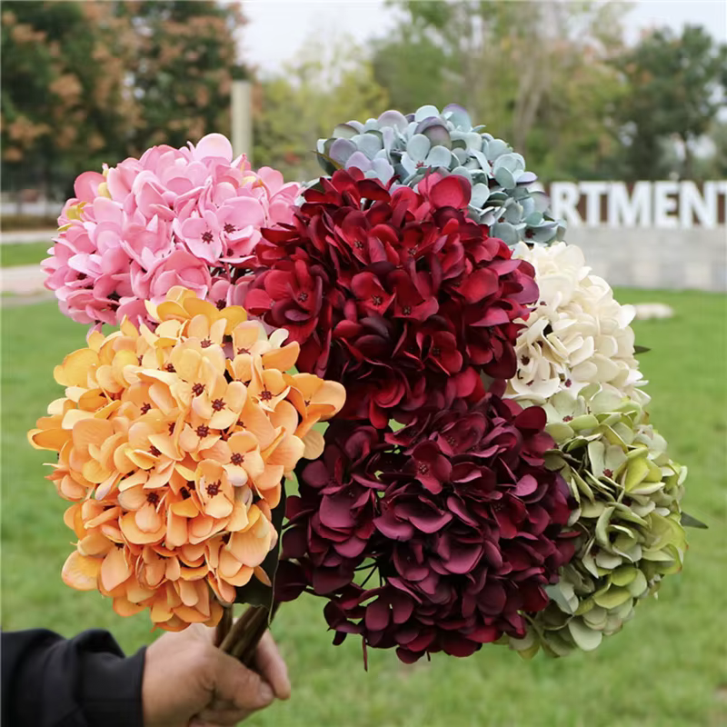 Fleurs artificielles Vintage soie hortensia Brial Bouquet saint valentin couronne de mariage Decora fausses plantes Vase noël maison jardin