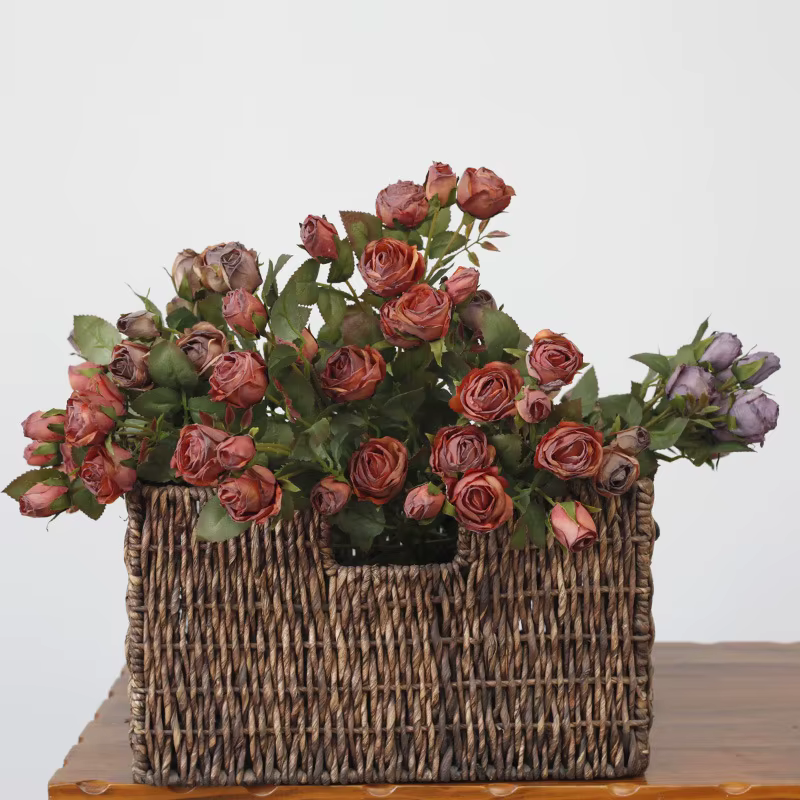 Fleur séchée rose artificielle rétro européenne