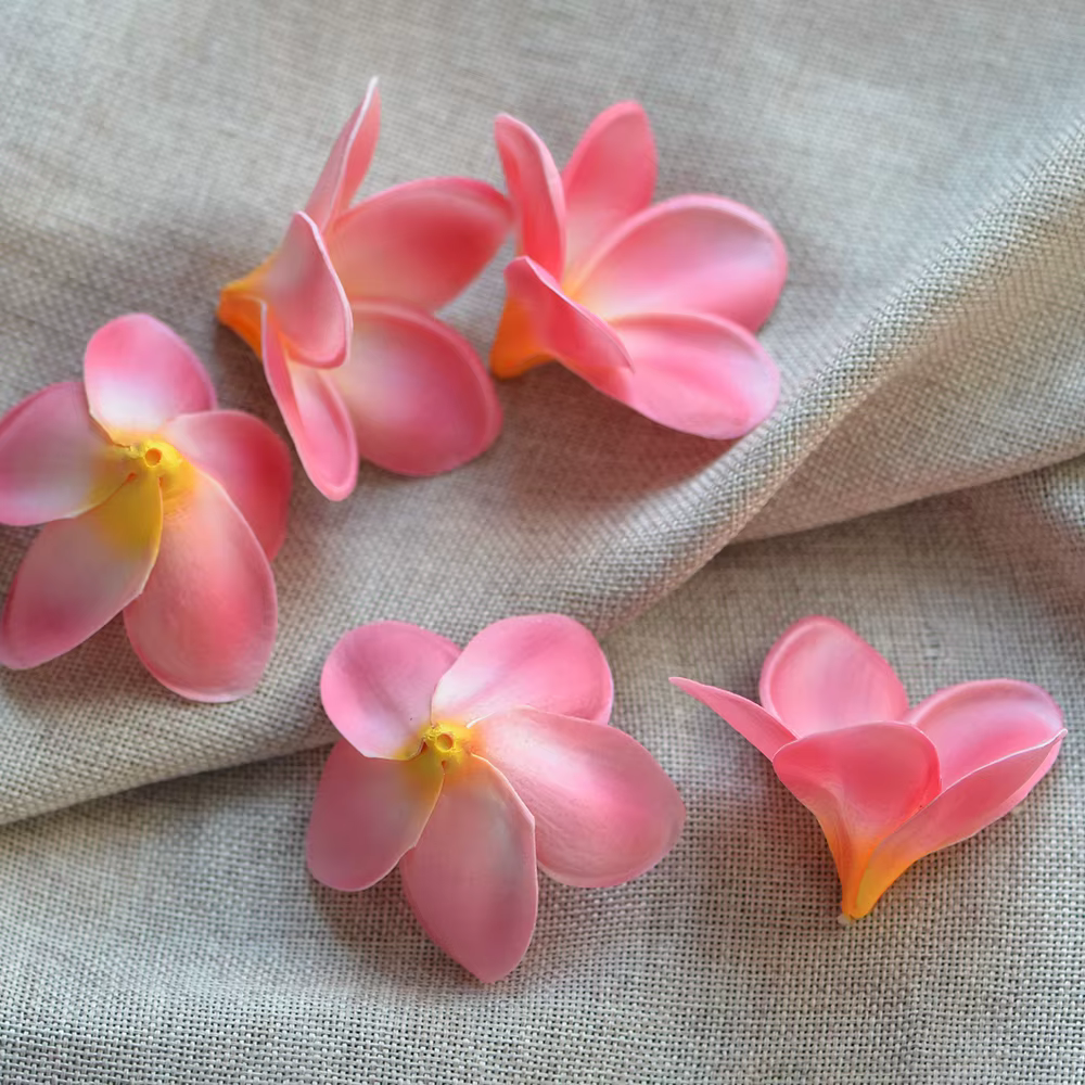 10 pièces fleurs hawaïennes faux Plumeria mousse Frangipani têtes