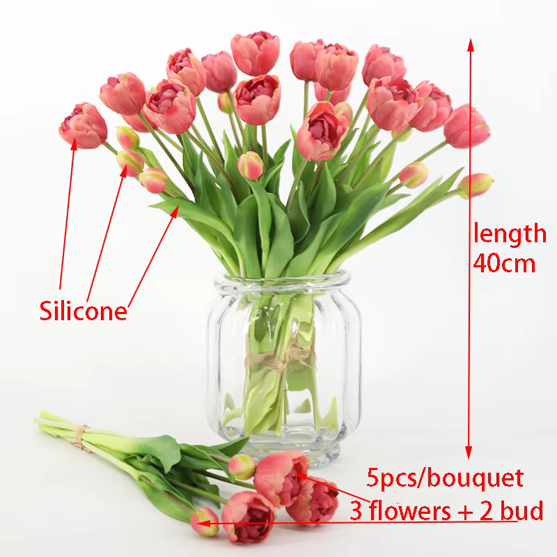 Nouveau tulipe en Silicone fleur artificielle Bouquet au toucher réel 40CM fleurs décoratives de luxe pour la maison salon déco Flores fausse plante