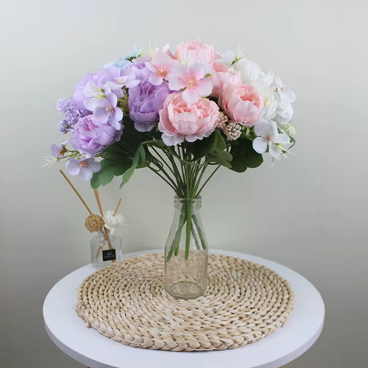 Petit Bouquet de pivoines artificielles en soie