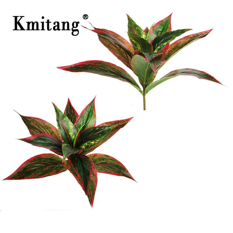 5 fourchettes 29cm fausses plantes feuilles d'arbre artificiel Tropical petite végétation plante décorative mur pour la décoration de bonsaï de la maison