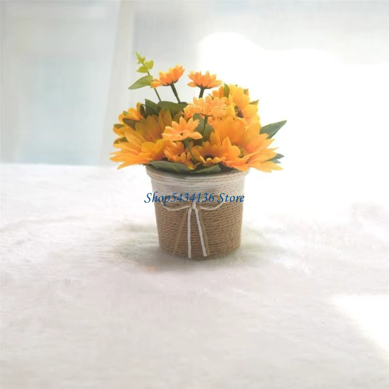 Tournesols artificiels H7ED dans petit Vase