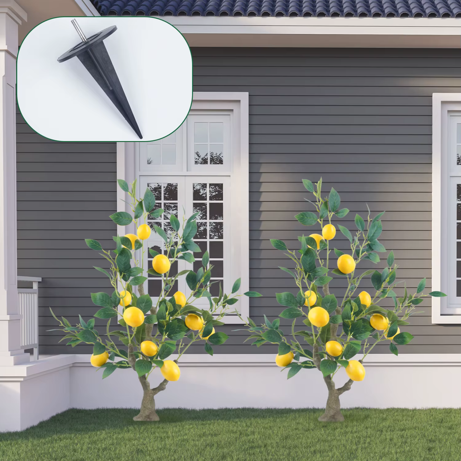 Uflower Arbre artificiel citronnier avec pot