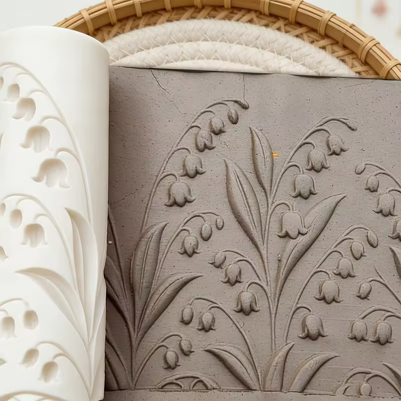 Rouleau de texture florale Muguet pour poterie souple