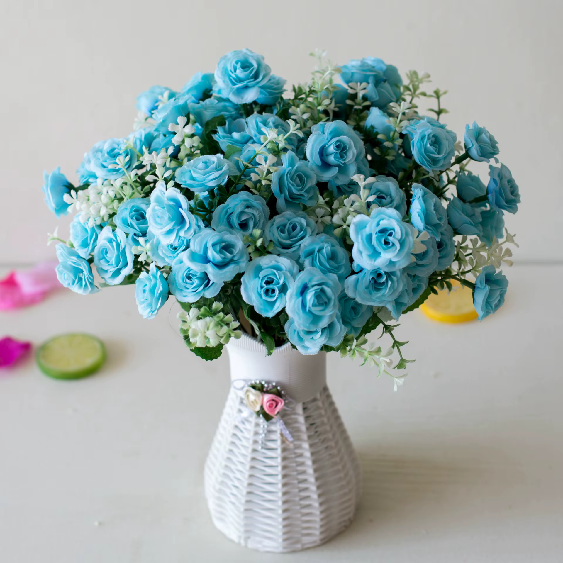 Mini Roses artificielles à 15 têtes
