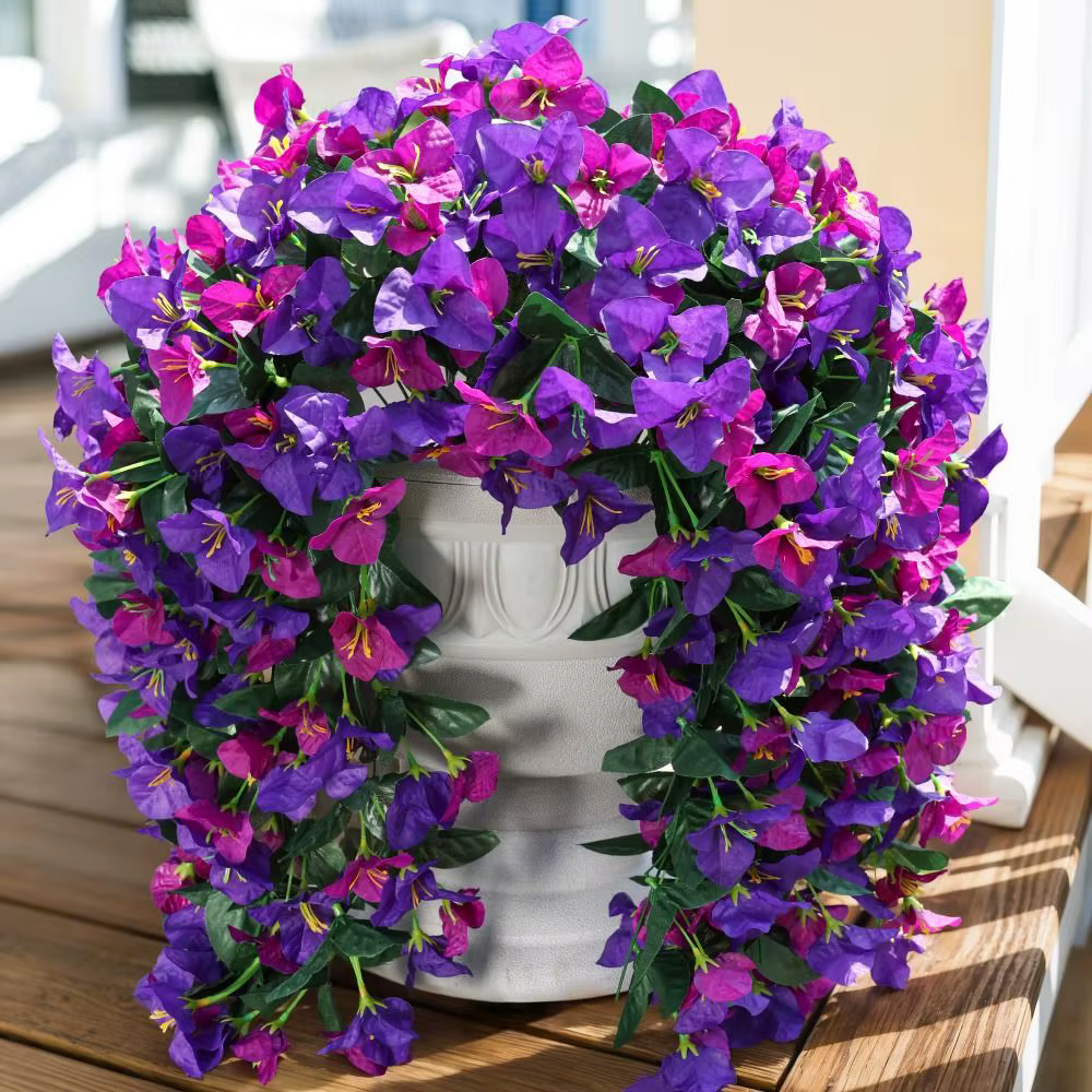 Réaliste Faux Bougainvillea Fausses soie résistant aux UV fleurs artificielles plante décoration d'été longue traînée