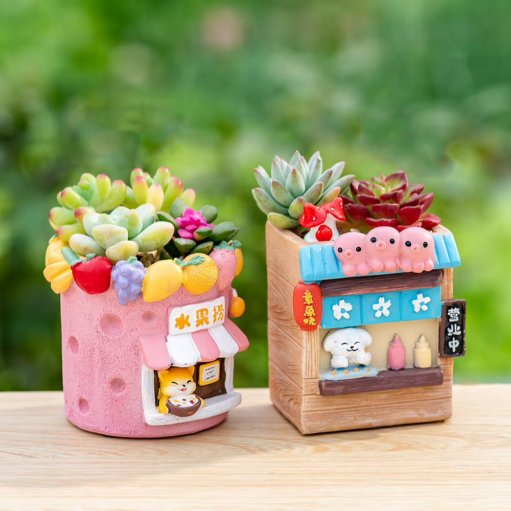 Pots à plantes succulentes en résine de style street food créatif