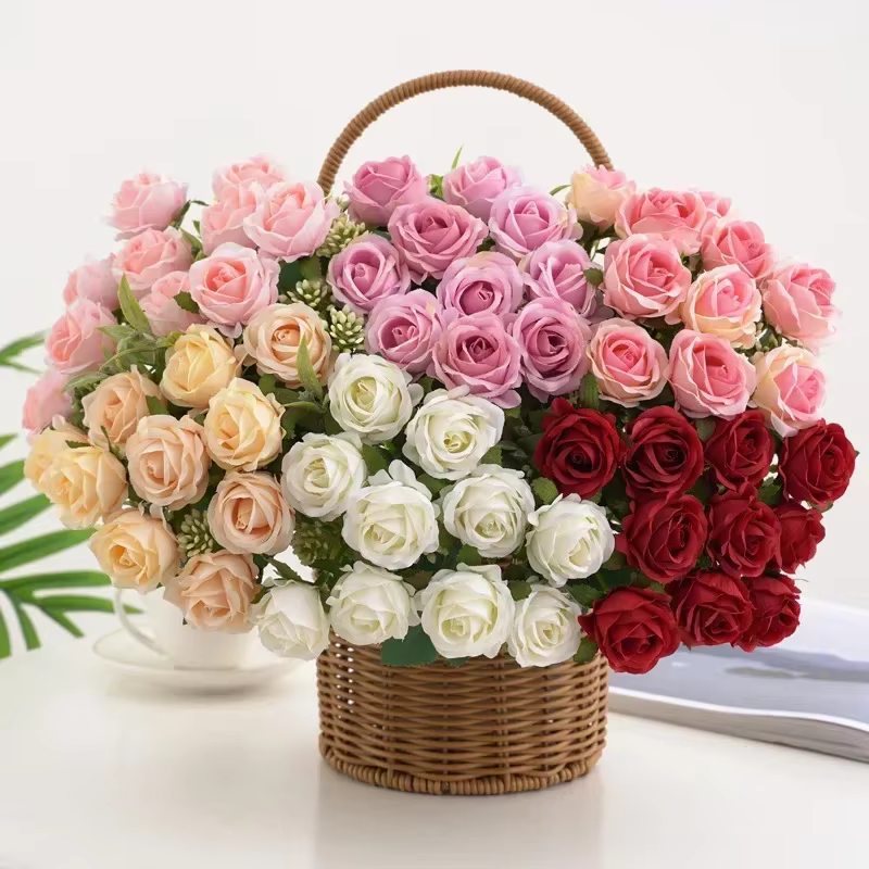Bouquet de Roses Os rouges à l'aloès vert pour mariage