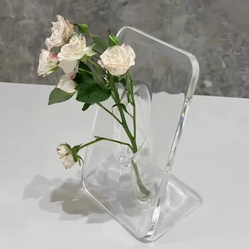 Vase à fleurs en acrylique transparent