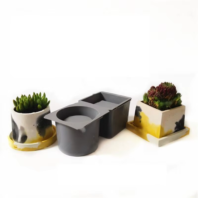 A52E Moule pot fleur en béton sqaure résine ronde plantes succulentes pot silicones moules