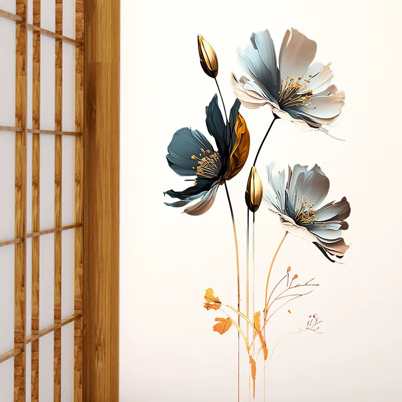 Autocollant mural de fleurs magnifiques pour décoration de fond de salon