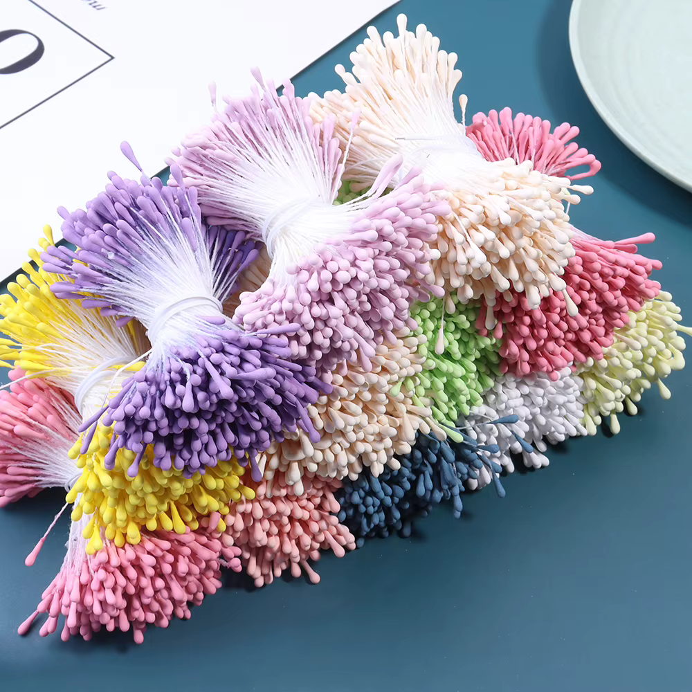 Environ 380-400 pièces Mini fleurs étamine multicolore noyau de fleur artificielle pour bricolage fête de mariage accessoires de décoration de la maison