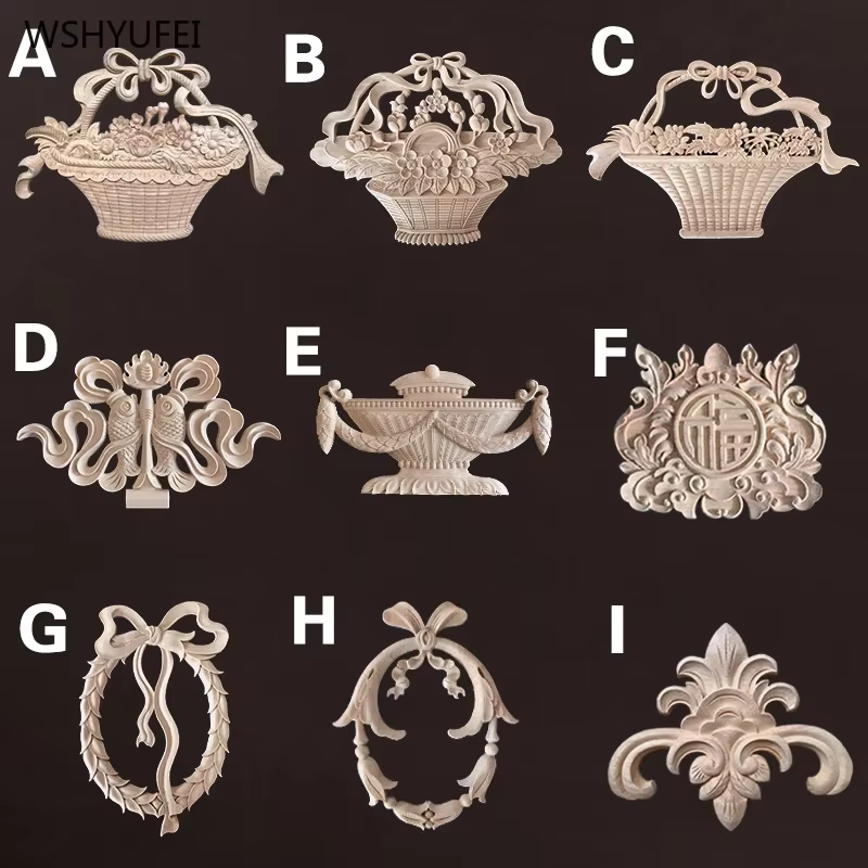 Décalcomanies décoratives en bois pour meubles de maison, fleur d'angle en bois, décalcomanies carimplantées, décoration de fenêtre en bois, vente directe