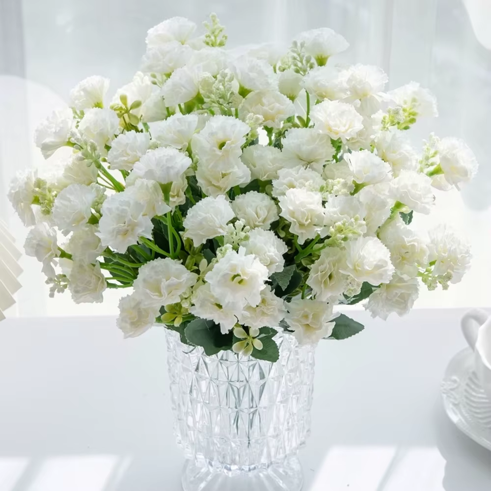 Couronne d'oeillets de fleurs artificielles